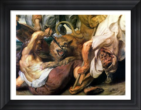 Framed Lion Hunt Print