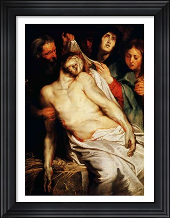 Framed Triptych of Christ on the Straw Print