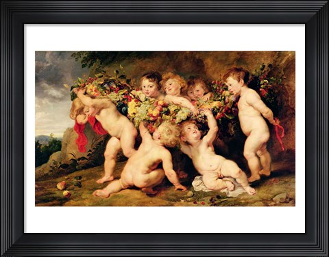 Framed Garland of Fruit Print