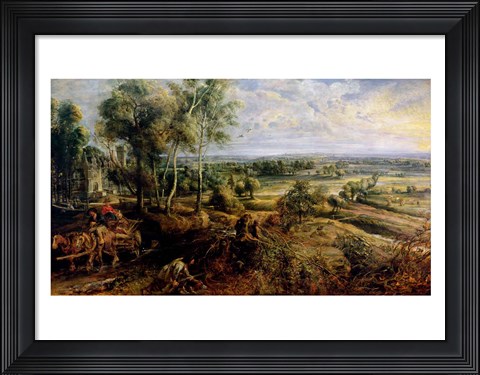 Framed Autumn Landscape with a view of Het Steen in the Early Morning Print