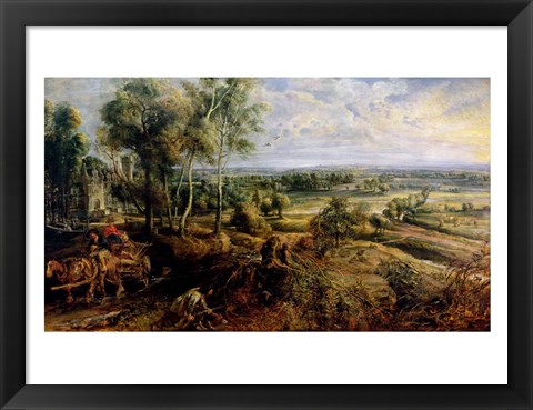 Framed Autumn Landscape with a view of Het Steen in the Early Morning Print