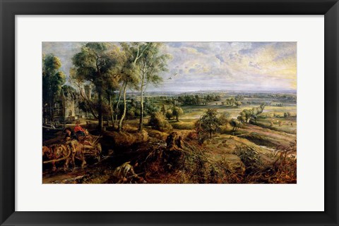 Framed Autumn Landscape with a view of Het Steen in the Early Morning Print