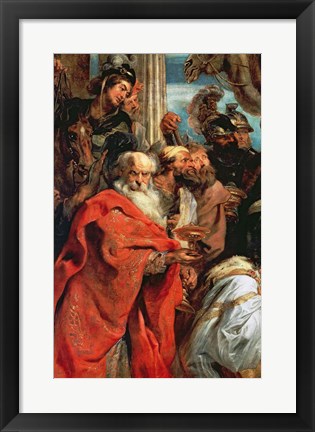 Framed Adoration of the Magi - red garment Print