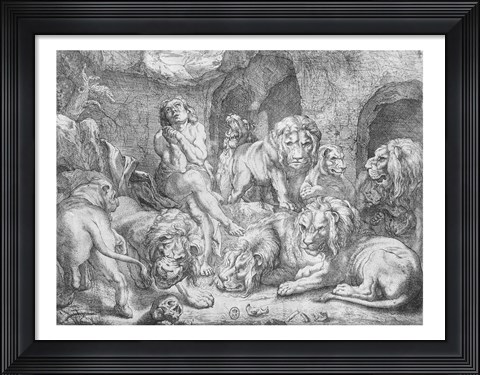 Framed Daniel in the lions&#39; den Print