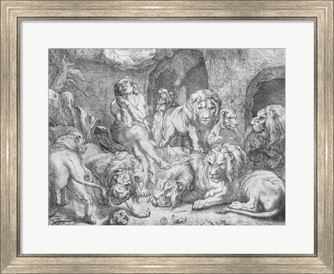 Framed Daniel in the lions&#39; den Print