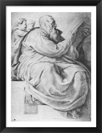 Framed Prophet Zacharias, after Michangelo Buonarroti Print