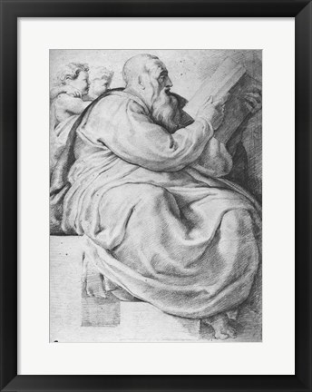 Framed Prophet Zacharias, after Michangelo Buonarroti Print