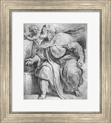 Framed Prophet Ezekiel, after Michangelo Buonarroti Print