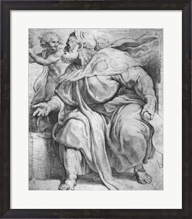 Framed Prophet Ezekiel, after Michangelo Buonarroti Print
