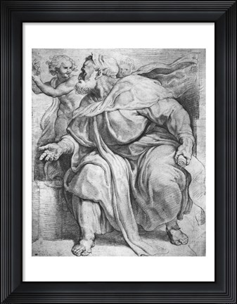 Framed Prophet Ezekiel, after Michangelo Buonarroti Print