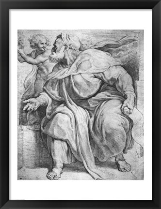 Framed Prophet Ezekiel, after Michangelo Buonarroti Print