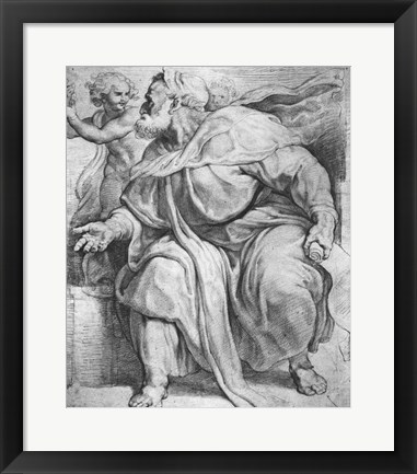 Framed Prophet Ezekiel, after Michangelo Buonarroti Print