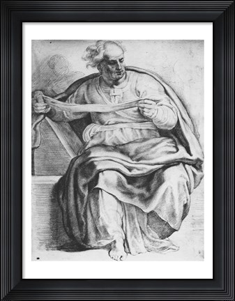 Framed Prophet Joel, after Michangelo Buonarroti Print
