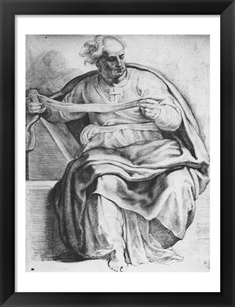 Framed Prophet Joel, after Michangelo Buonarroti Print