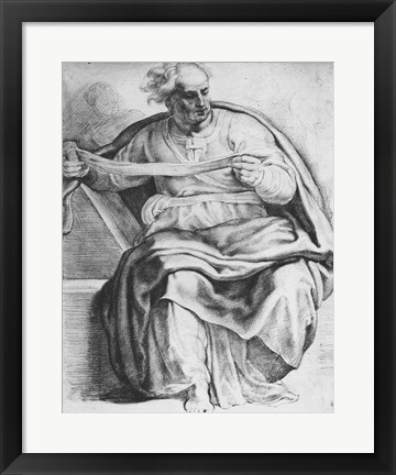 Framed Prophet Joel, after Michangelo Buonarroti Print