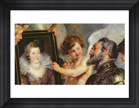 Framed Medici Cycle: Henri IV  Receiving the Portrait of Marie de Medici detail Print