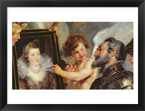 Framed Medici Cycle: Henri IV  Receiving the Portrait of Marie de Medici detail Print