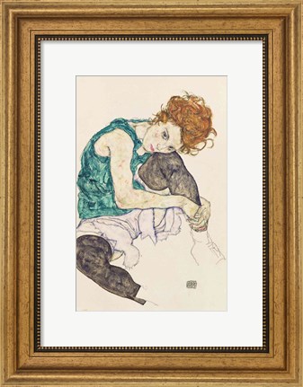 Framed Seated Woman with Bent Knee, 1917 Print