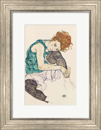 Framed Seated Woman with Bent Knee, 1917 Print