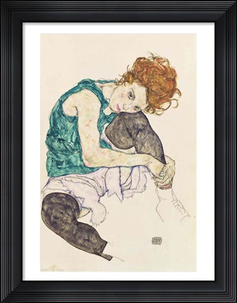 Framed Seated Woman with Bent Knee, 1917 Print