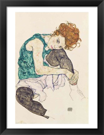 Framed Seated Woman with Bent Knee, 1917 Print