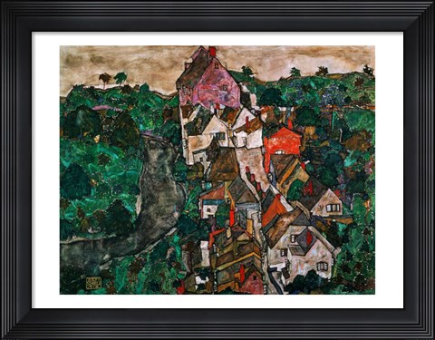 Framed Landscape at Krumau Print