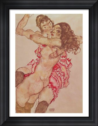 Framed Two Women Embracing, 1915 Print