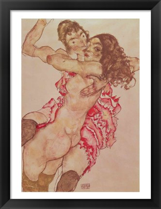 Framed Two Women Embracing, 1915 Print