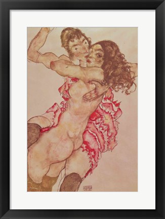 Framed Two Women Embracing, 1915 Print