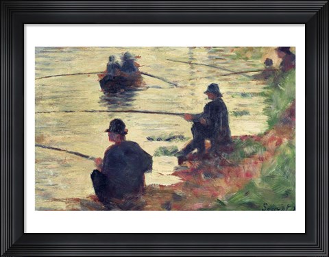 Framed Anglers, Study for &#39;La Grande Jatte&#39;, 1883 Print