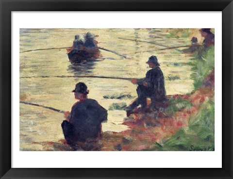 Framed Anglers, Study for &#39;La Grande Jatte&#39;, 1883 Print