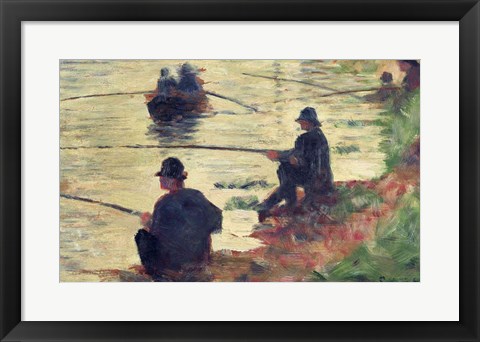 Framed Anglers, Study for &#39;La Grande Jatte&#39;, 1883 Print