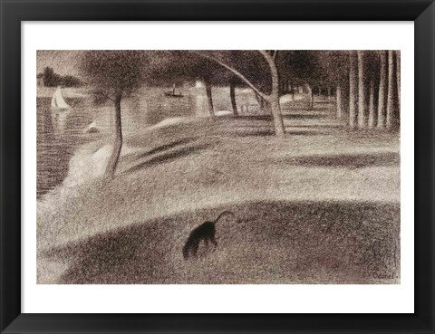 Framed Study for Sunday Afternoon on the Island of La Grande Jatte (dog detail) Print