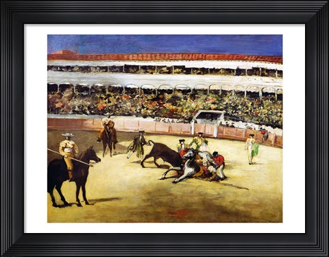 Framed Bull Fight, 1865 Print