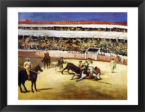 Framed Bull Fight, 1865 Print