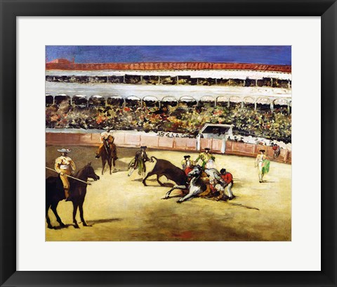 Framed Bull Fight, 1865 Print