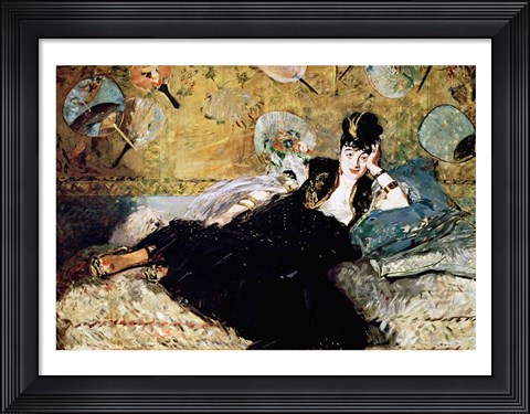 Framed Lady with Fans Print