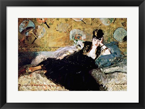 Framed Lady with Fans Print