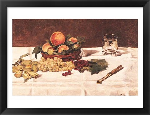 Framed Still Life: Fruit on a Table, 1864 Print