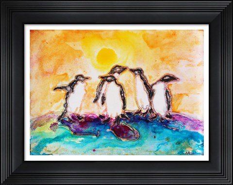 Framed Penguins Under the Sun Print