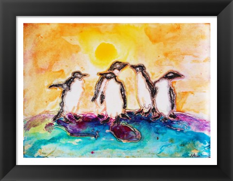 Framed Penguins Under the Sun Print