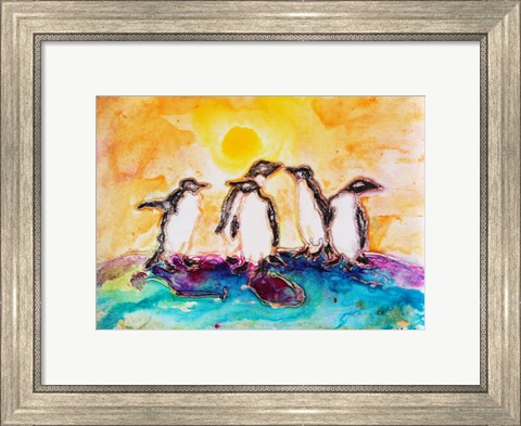 Framed Penguins Under the Sun Print