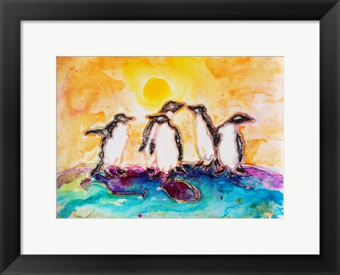 Framed Penguins Under the Sun Print