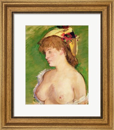 Framed Blonde with Bare Breasts, 1878 Print