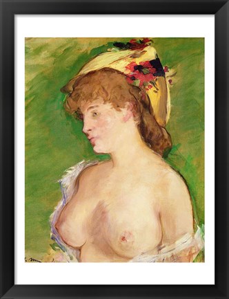 Framed Blonde with Bare Breasts, 1878 Print