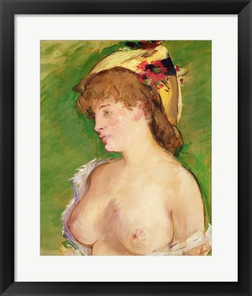 Framed Blonde with Bare Breasts, 1878 Print