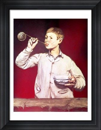 Framed Boy Blowing Bubbles Print