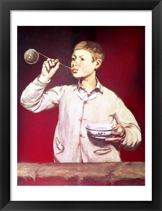 Framed Boy Blowing Bubbles Print