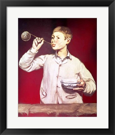 Framed Boy Blowing Bubbles Print