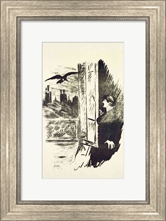 Framed Illustration for &#39;The Raven&#39;, by Edgar Allen Poe, 1875 Print